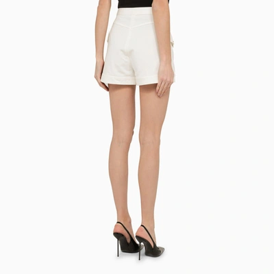 Shop Balmain White Denim Shorts With Buttons Women