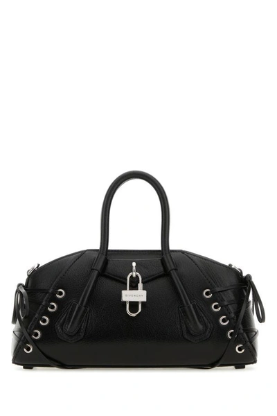 Shop Givenchy Woman Black Leather Mini Antigona Stretch Handbag