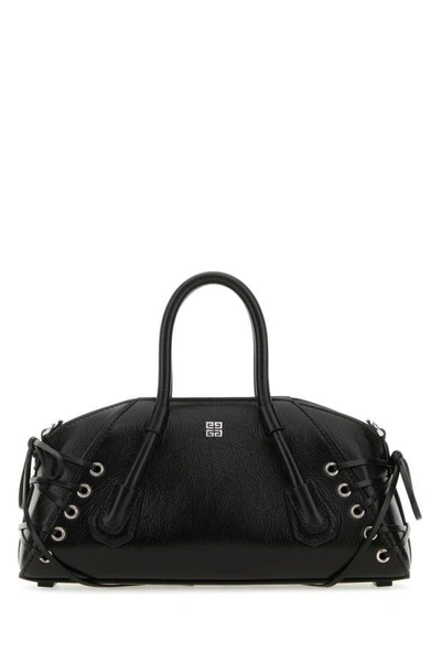 Shop Givenchy Woman Black Leather Mini Antigona Stretch Handbag