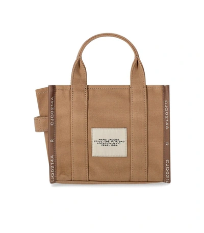 Shop Marc Jacobs The Jacquard Small Tote Camel Handbag In Beige