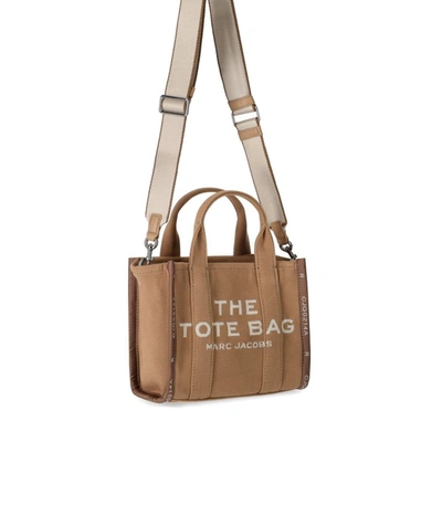 Shop Marc Jacobs The Jacquard Small Tote Camel Handbag In Beige