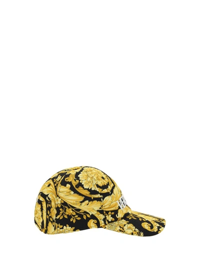 Shop Versace Hats E Hairbands In Black/gold/black
