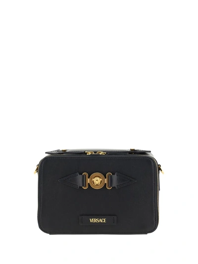 Shop Versace Shoulder Bags In Black/ Gold