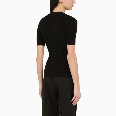 Shop Valentino Black Crew-neck Sweater With Toile Iconographe Motif Women