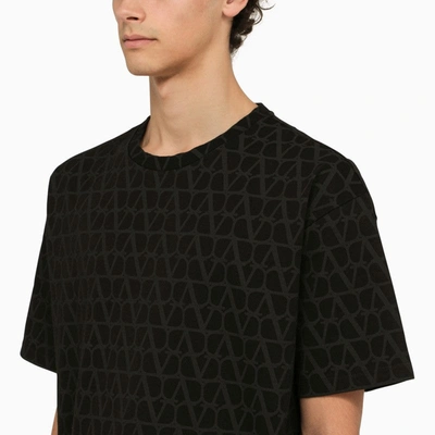 Shop Valentino Black Crew-neck T-shirt With Toile Iconographe Motif Men