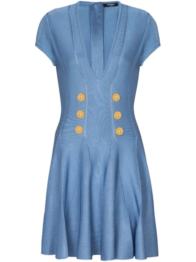 Shop Balmain Dresses In Blue