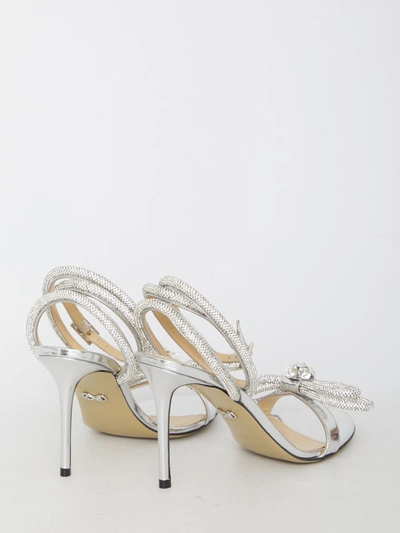 Shop Mach & Mach Double Bow Sandals In Silver