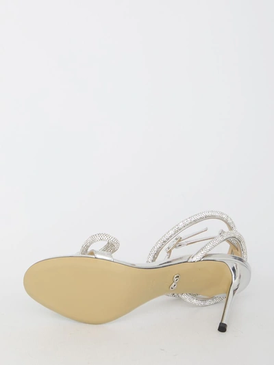 Shop Mach & Mach Double Bow Sandals In Silver
