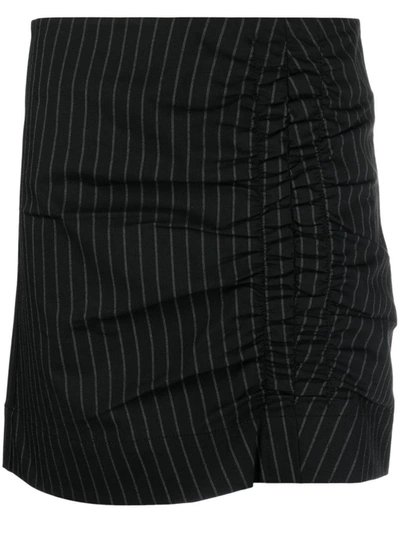 Shop Ganni Stretch Stripe Mini Skirt In Black