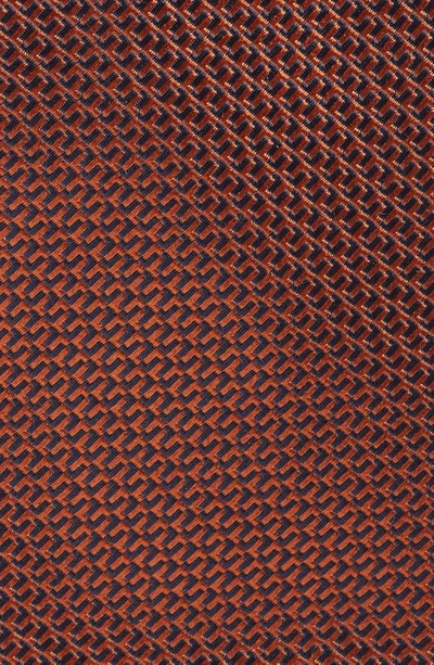 Shop Canali Micropattern Silk Tie In Orange