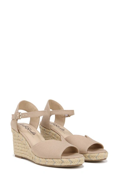 Shop Lifestride Tess Ankle Strap Espadrille Platform Wedge Sandal In Tender Taupe