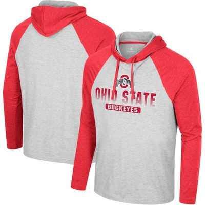 Shop Colosseum Heather Gray Ohio State Buckeyes Hasta La Vista Raglan Hoodie Long Sleeve T-shirt