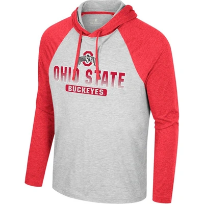 Shop Colosseum Heather Gray Ohio State Buckeyes Hasta La Vista Raglan Hoodie Long Sleeve T-shirt