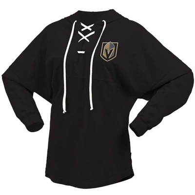 Shop Fanatics Branded Black Vegas Golden Knights Jersey Lace-up V-neck Long Sleeve Hoodie T-shirt