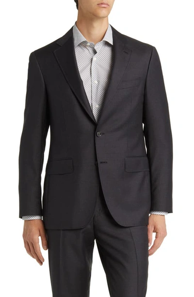 Canali Kei Trim Fit Plaid Wool Suit In Charcoal