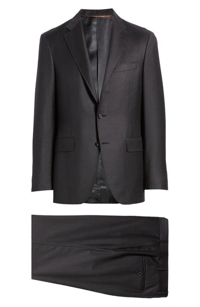 Canali Kei Trim Fit Plaid Wool Suit In Charcoal