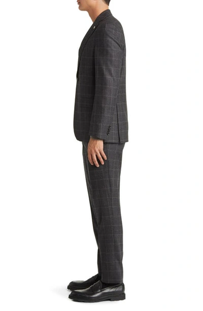 Shop Ted Baker Karl Slim Fit Windowpane Check Stretch Wool Suit In Charcoal