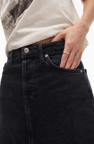 Topshop Denim Midi Skirt In Navy