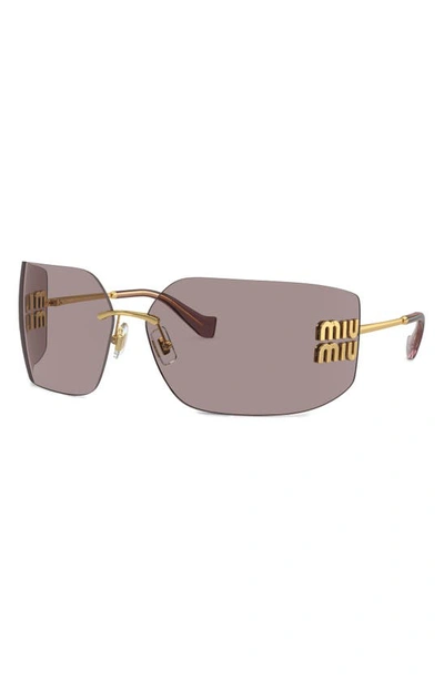 Miu Miu Runway Rimless Square Metal Sunglasses In Gold