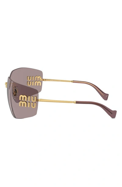 Miu Miu Runway Rimless Square Metal Sunglasses In Gold