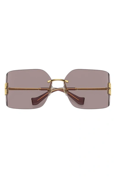 Miu Miu Runway Rimless Square Metal Sunglasses In Gold
