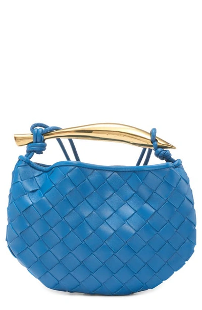 Bottega Veneta Sardine Mini Shoulder Bag In Deep Pacific/ Brass