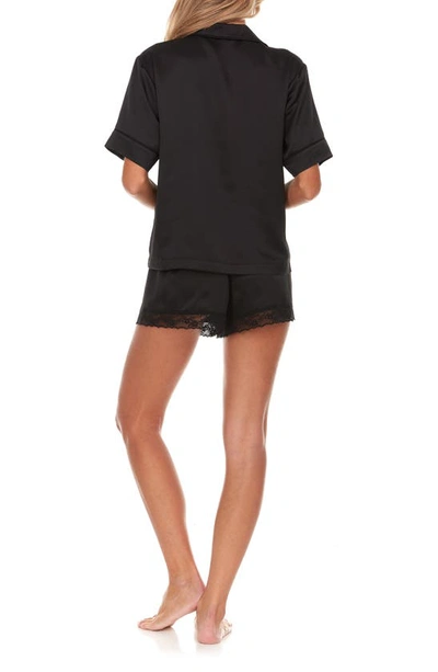 Shop Flora Nikrooz Selena Satin Charmeuse Short Pajamas In Black