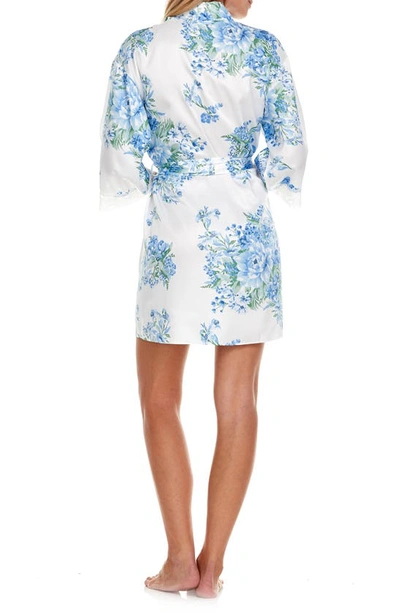 Shop Flora Nikrooz Sabrina Floral Print Satin Short Pajamas & Robe Set In Ivory