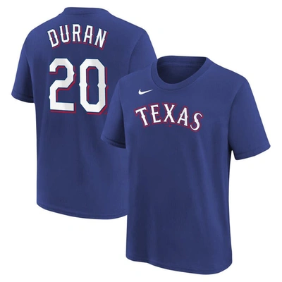 Shop Nike Youth  Ezequiel Duran Royal Texas Rangers Name & Number T-shirt