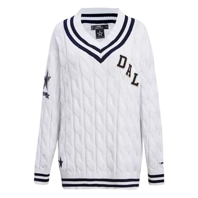 Shop Pro Standard White Dallas Cowboys Prep V-neck Pullover Sweater