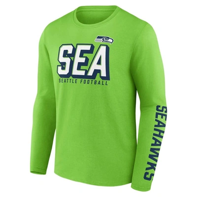 Shop Fanatics Branded Neon Green/college Navy Seattle Seahawks Two-pack T-shirt Combo Set