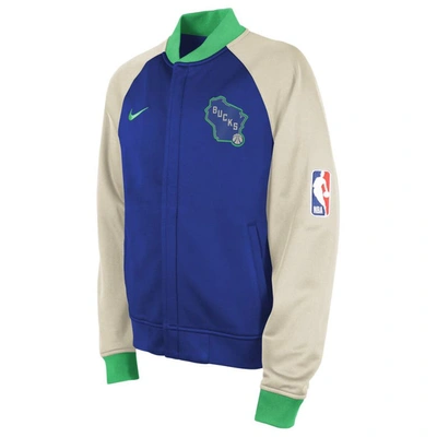 Shop Nike Youth  Royal Milwaukee Bucks 2023/24 City Edition Authentic Showtime Full-zip Jacket