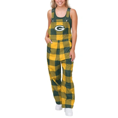 Shop Foco Green Green Bay Packers Big Logo Plaid Overalls