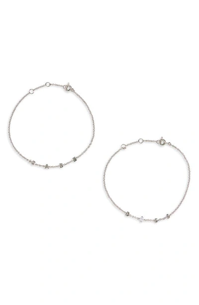 Shop Ajoa Boss Babe Set Of Two Bracelets In Rhodium