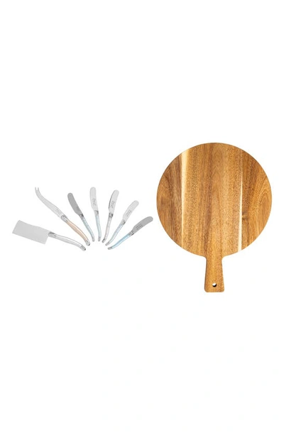 French Home Laguiole Cheese Knife & Spreader Set With Board In Pearlized Multicolor