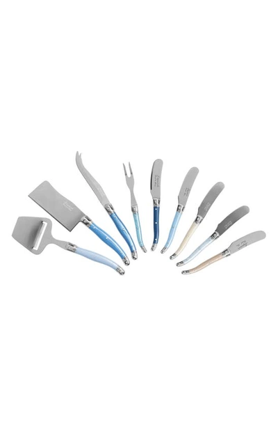 French Home 9-piece Laguiole Cheese Knife Set In Blue