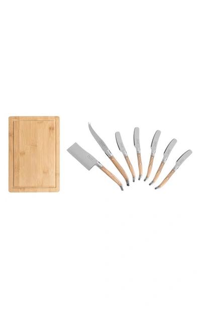 French Home Laguiole Cheese Board & Tools Set In Wood/ Brown
