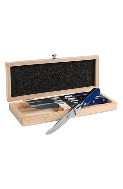 Shop French Home Au Nain Prince Gastronome 4-piece Steak Knife Set In Royal Blue