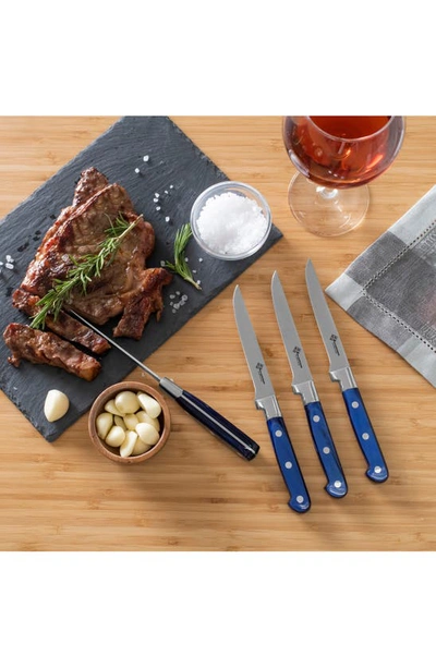 Shop French Home Au Nain Prince Gastronome 4-piece Steak Knife Set In Royal Blue