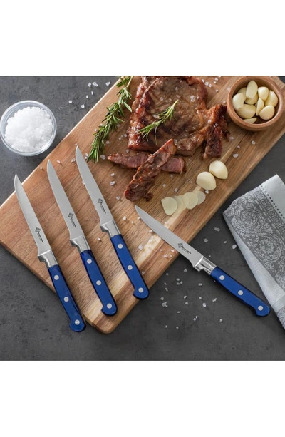 French Home Au Nain Prince Gastronome 4-piece Steak Knife Set In Royal Blue