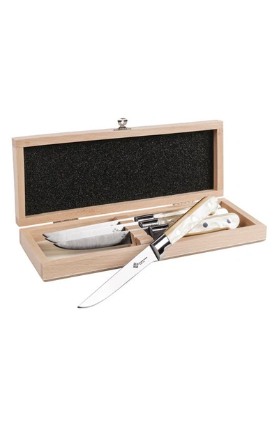 Shop French Home Prince Gastronome 4-piece Steak Knife Set In Champagne