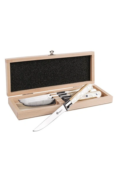 French Home Au Nain Prince Gastronome 4-piece Steak Knife Set In Champagne