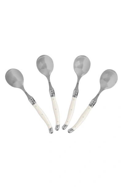 French Home Set Of 4 Soup Spoons In Faux Ivory