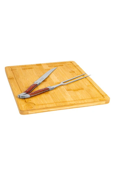 French Home Laguiole Carving Board & Tools Set In Pakkawood/ Brown