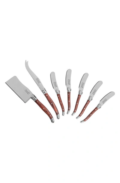 French Home Laguiole 7-piece Cheese Flatware Set In Pakkawood/ Brown