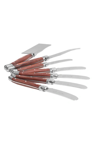 French Home Laguiole 7-piece Cheese Flatware Set In Pakkawood/ Brown