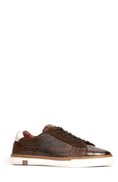 Carlos Santana Walker Reptile Embossed Sneaker In Brown