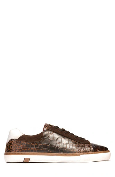 Carlos Santana Walker Reptile Embossed Sneaker In Brown