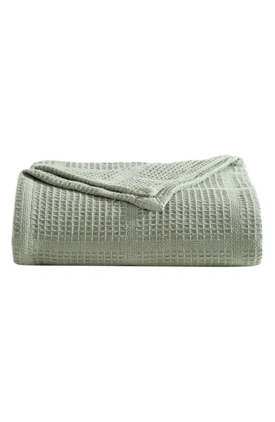 Shop Kenneth Cole Essentials Waffle Throw Blanket In Sage Green