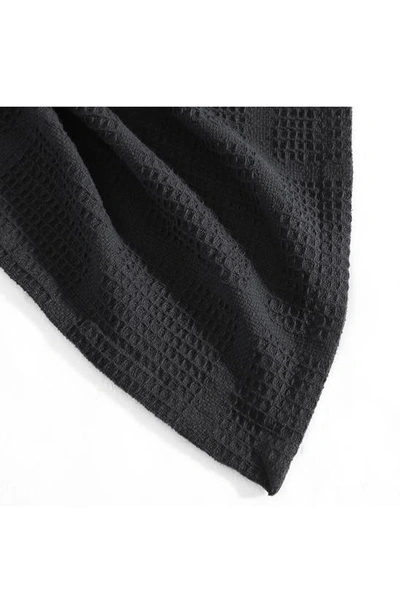Kenneth Cole Essentials Waffle Throw Blanket In Black
